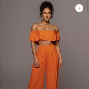 JLUXLABEL - Orange Two Piece Pants Set ( Close to you set)
